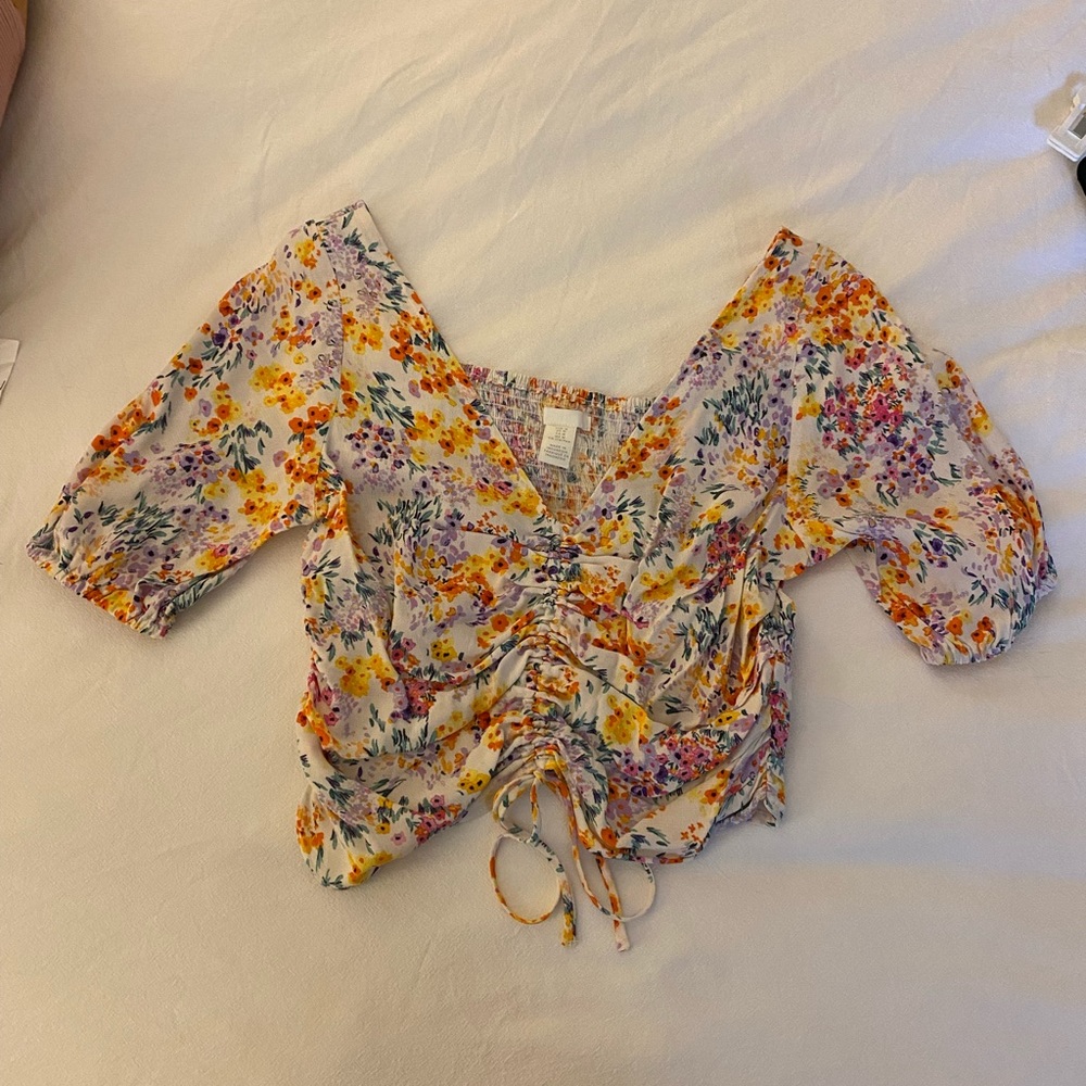 Floral tie scrunch top H&M